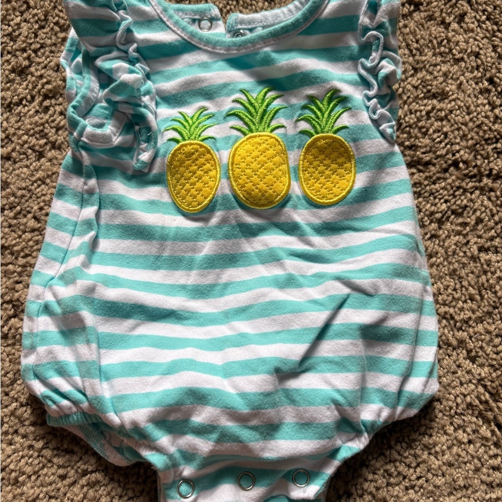 Aqua Striped Pineapple Kids Bodysuit